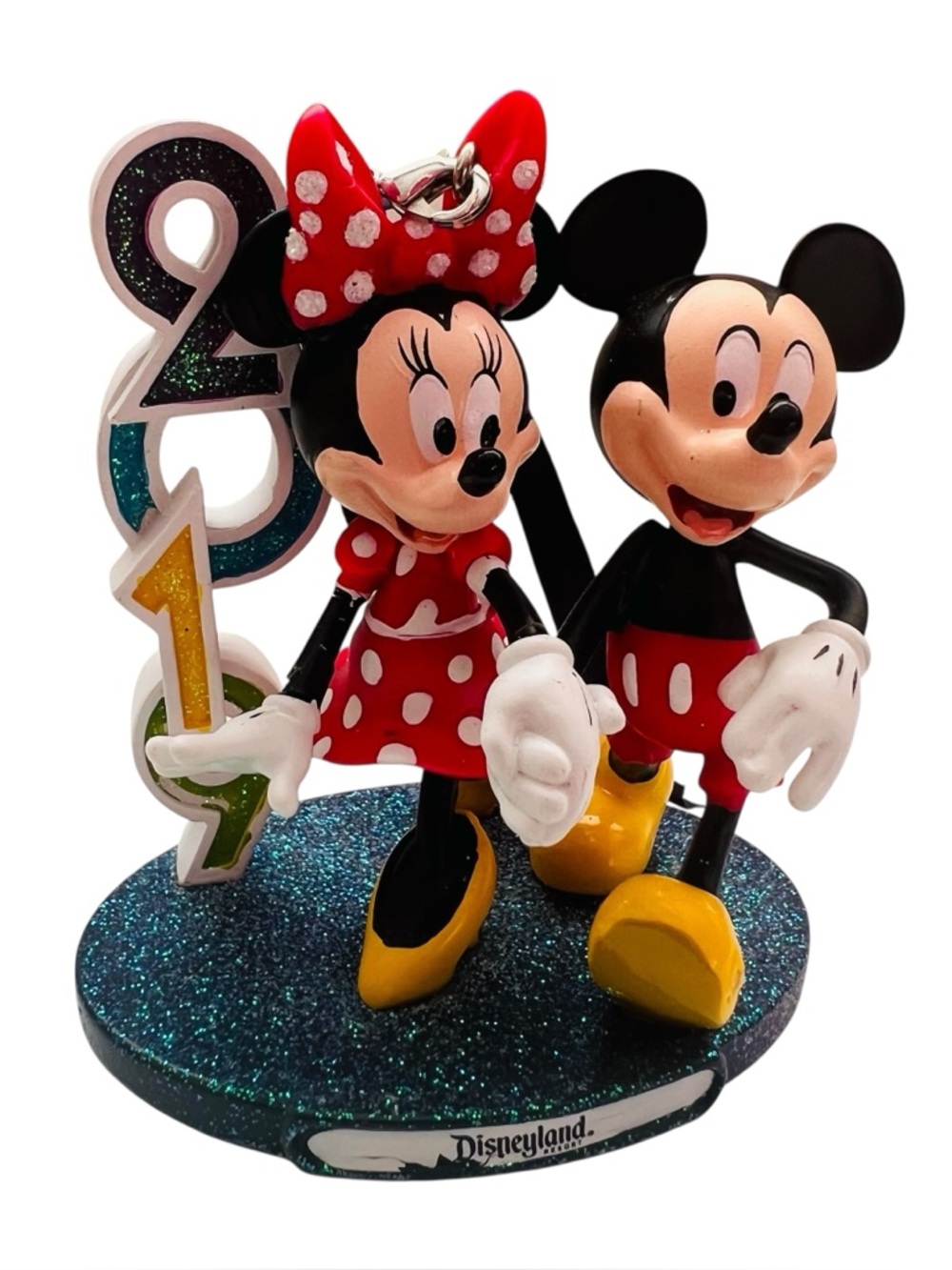 Disneyland Dated 2019 Mickey Minnie Standing Figure Christmas Ornament
